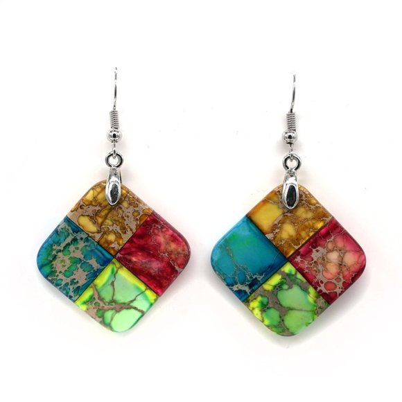 My Bead Emporium Jewelry - Natural stone Pendants Multicolor Serpentines Sea Sediment Jaspers Earrings